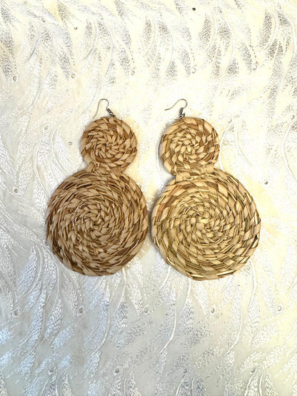 Womens raffia earrings red