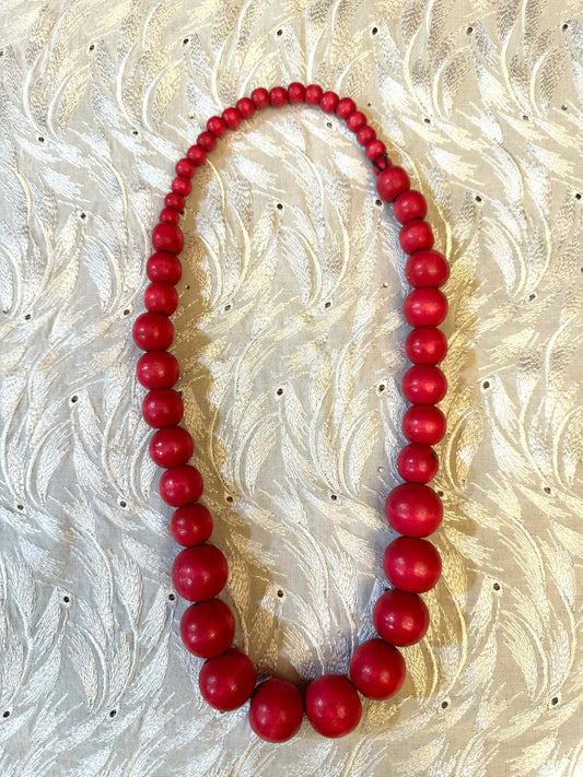 Womens  ball necklaces red